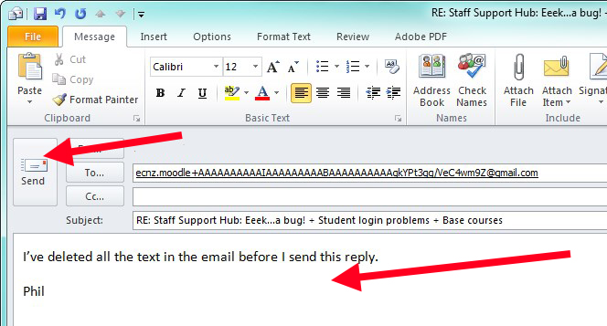 Type email reply